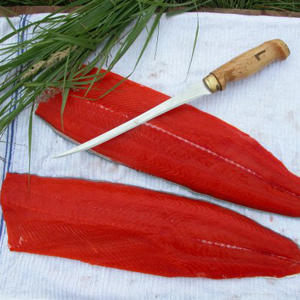 Zalmzijde gerookt Sockeye gesneden